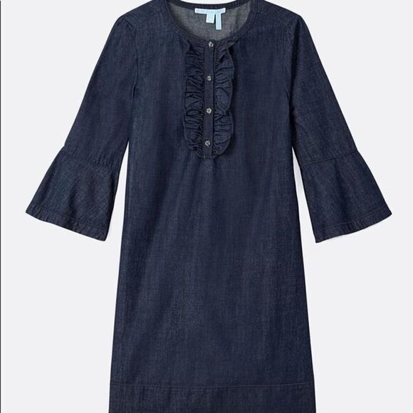 ✨ HP✨Chambray Ruffle Shift Dress✨ - Picture 4 of 13